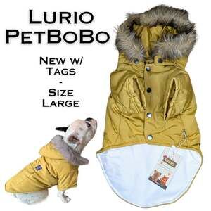 Lurio Pet BoBo Dog Parka Jacket Large Air Force Hooded Winter Removable Hood NEW